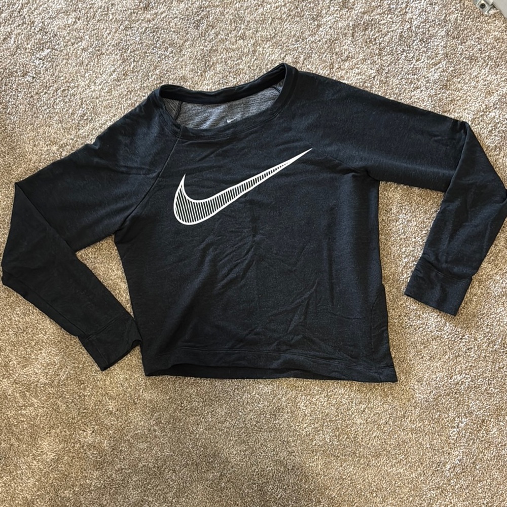 Nike Black Long Sleeve Shirt with White Logo